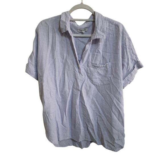 Madewell Linen-Blend Swenson Popover Shirt - XL - Lavender - Picture 2 of 5
